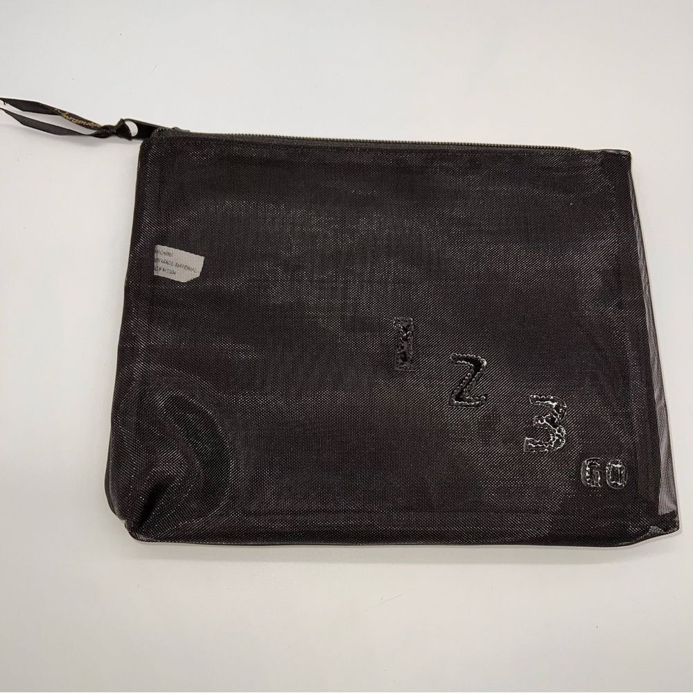 Signature A Makeup Bag Black Mesh Front/Smooth Back 1 2 3 GO on Front Corner